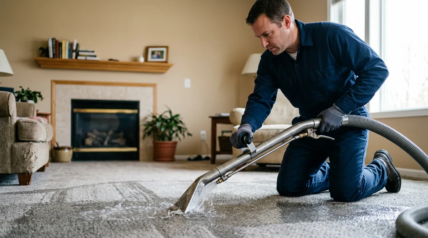 Water damage restoration technician working near Whitehorse, SD